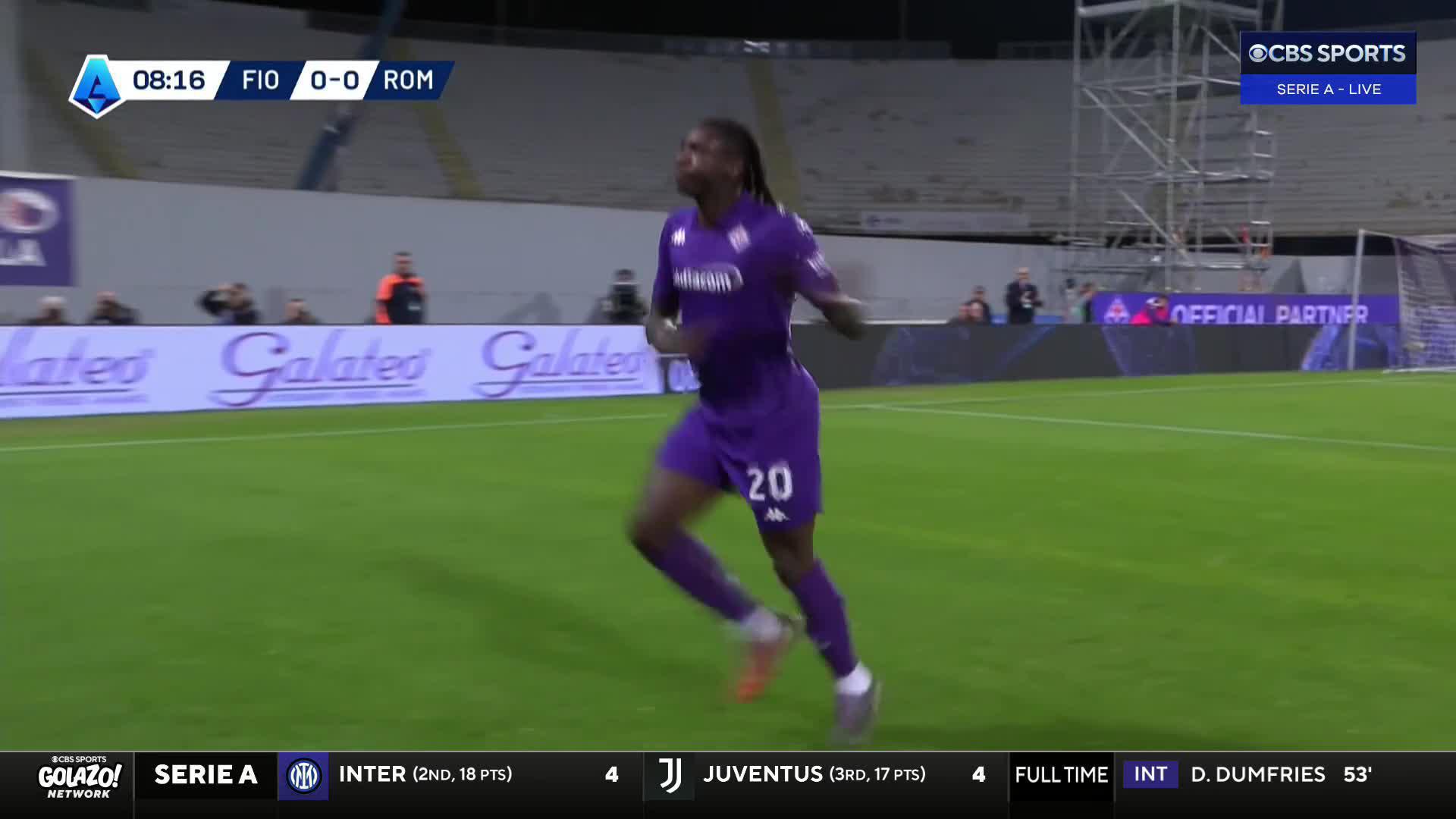 A beautiful build-up from Fiorentina sets up an-inch finish for Moise Kean! 💫