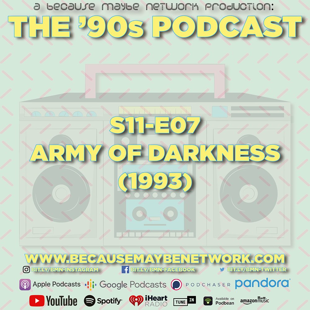 _BecauseMaybe's tweet image. WHATS UP EVERYBODY!!??!! This week @welshjrc1984 and @sconnolly318 talk about ARMY OF DARKNESS! Happy Halloween!

bit.ly/90sP-S11-E07

#90spodcast #podcast #nostalgia #throwback #90s #armyofdarkness #horror #gore #comedy #ash #brucecampbell #boomstick #evildead