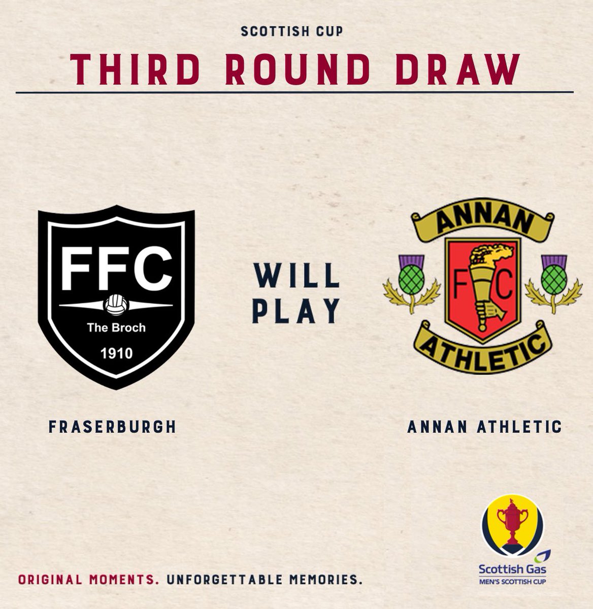 We have been drawn against Fraserburgh in the Third Round of the Scottish Gas Scottish Cup🏆

This tie will be played on the weekend of Saturday 30th November 2024🗓️

#AAFC | <a href="/FraserburghFC/">Fraserburgh FC</a> | <a href="/ScottishCup/">Scottish Gas Scottish Cup</a>