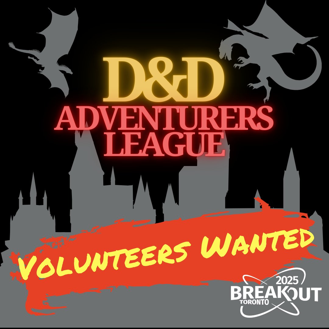 Who doesn't love DDAL⁉️ 

And every great DDAL game needs a great DM. Volunteer with us and you could get a free weekend pass! See details on our website: breakoutcon.com/volunteer-roles

#breakoutcon #tabletopgames #rpg #ttrpg #gamenight #rpgcommunity #tabletopgaming #TTRPGCommunity