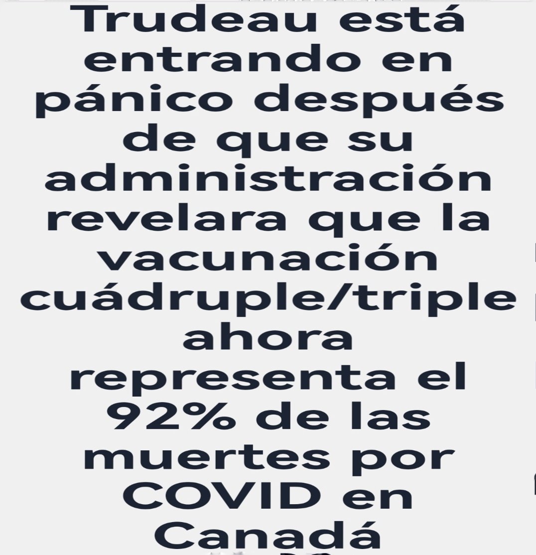 DoctoraPrego's tweet photo. Justin Trudeau entra en pánico después de que su gobierno revelara que la vacunación cuádruple o triple ahora representa el 92% de las muertes por COVID en Canadá.

 Las últimas cifras oficiales del Gobierno de Canadá muestran que el 92% de las muertes por Covid-19 en todo Canadá se han producido en la población vacunada, y casi la mitad de esas muertes se han producido entre la población cuádruple vacunada.

https://t.co/yQpDf4oAH3

COVID-19 epidemiology update: Summary — https://t.co/PsCUrdBUpD
https://t.co/iAPKdHkzYz 

 #Salud #MédicosPorLaVerdad