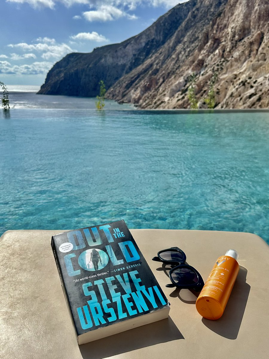 SteveUrszenyi's tweet photo. An advance reader copy of Out in the Cold made it all the way to Milos, Greece, where it was anything but!
Pub day: 11/12/24
#books #thrillers #AlexMartelSeries #OITC
