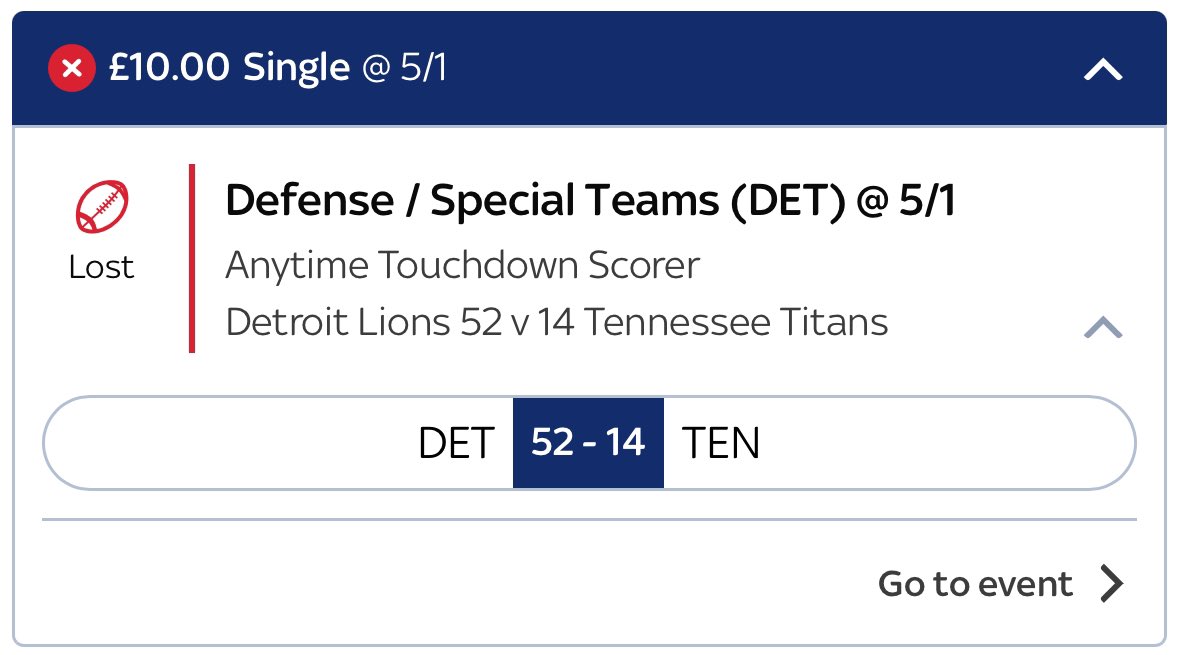 Frankcom_21's tweet photo. @SkyBetHelp  can you settle as a win please. The Detroit special team scored https://t.co/LbdBreYxwU