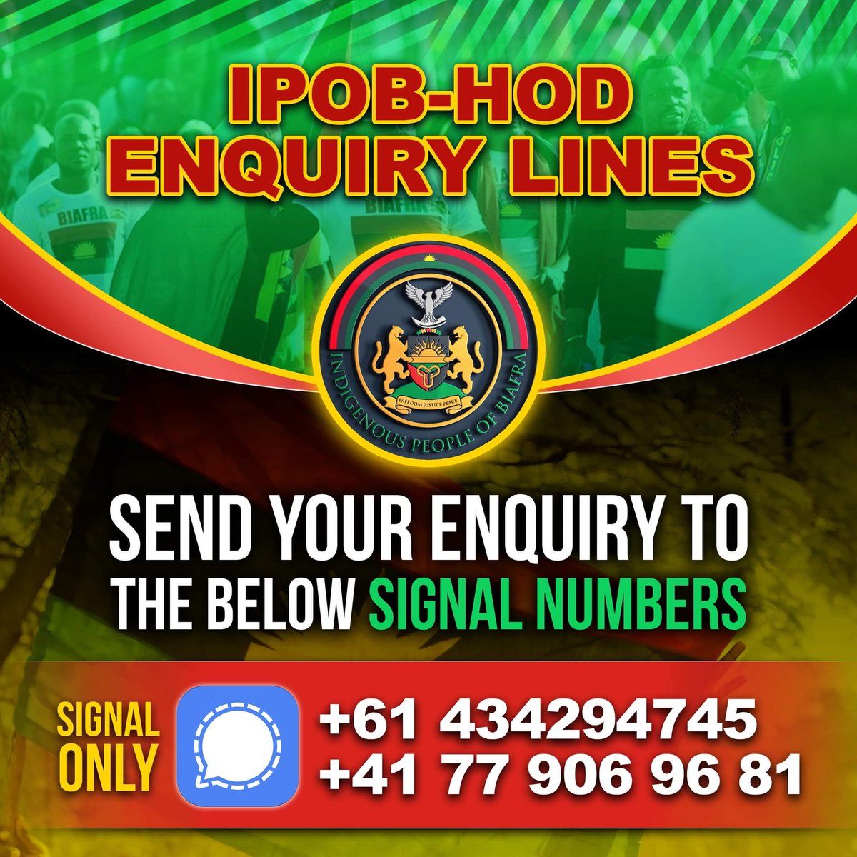 ChinasaNworu's tweet photo. Security Alert! 

Attention ! Attention!!

This is to notify  all Biafrans round the world and  those in Biafraland that those assassins that killed  IPOB Biafraland cordinator Mazi Ikechukwu Ugwuoha also stole his telephone and presently they’re using this phone number calling all the contacts  they found in his phone and the phone no  is +234 (08134555019 ) 

Therefore, if the above number calls you , remember they’re the assassins. While the IPOB intelligence unit are tracking the number and the location of those using the phone , be informed that you should not disclose any information to those calling with that number instead report to IPOB enquiry lines 

They might claim innocently that they just  bought the number as a new one, do not respond to them or send money to them while IPOB intelligence are doing the needful. 

Stay safe and inform those that have contacts  with Mazi Ikechukwu Ugwuoha before his death that the assassins are still calling people with  Mazi Ikechukwu’s phone number . 

Below is a sample of how they  communicated  with  some people .
@real_IpobDOS 
@radiobiafralive