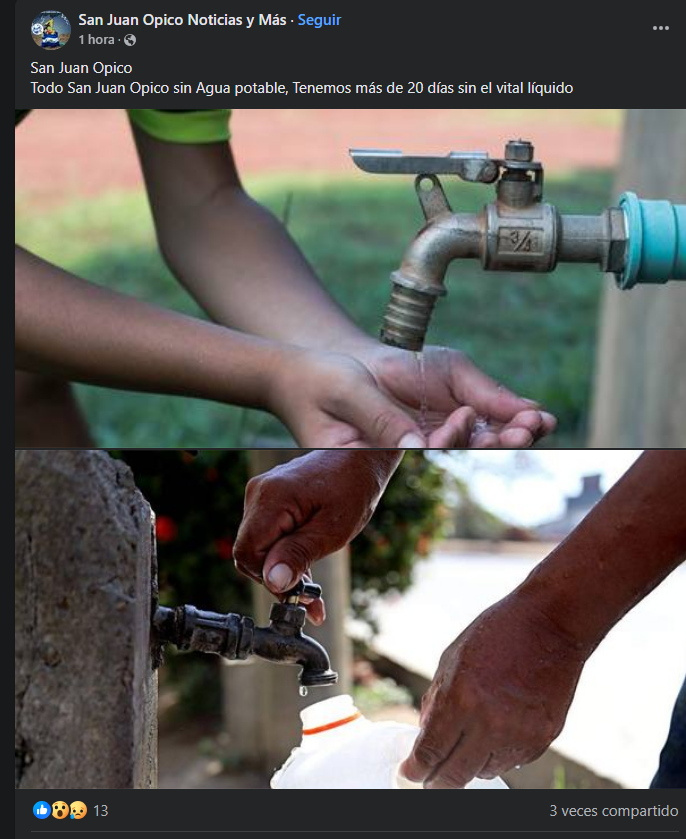 LugihdYt's tweet photo. @Giovann05373253  @ANDASV  @nayibbukele  @NoeRiveraNR  Buenas Tardes espero que puedan ayudar a difundir este mensaje, Desde hace varios días el servicio de agua potable  no esta disponible en el municipio de san juan opico, y los señores de anda no dan una explicación https://t.co/nNRS7eT7Hu