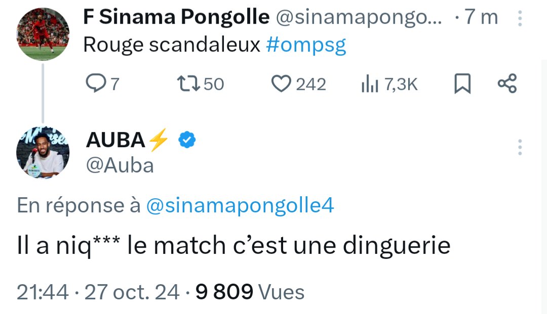 Vincent_1393's tweet photo. Même @Auba dit que l'arbitre a tué le match. https://t.co/giY4vtnwQg