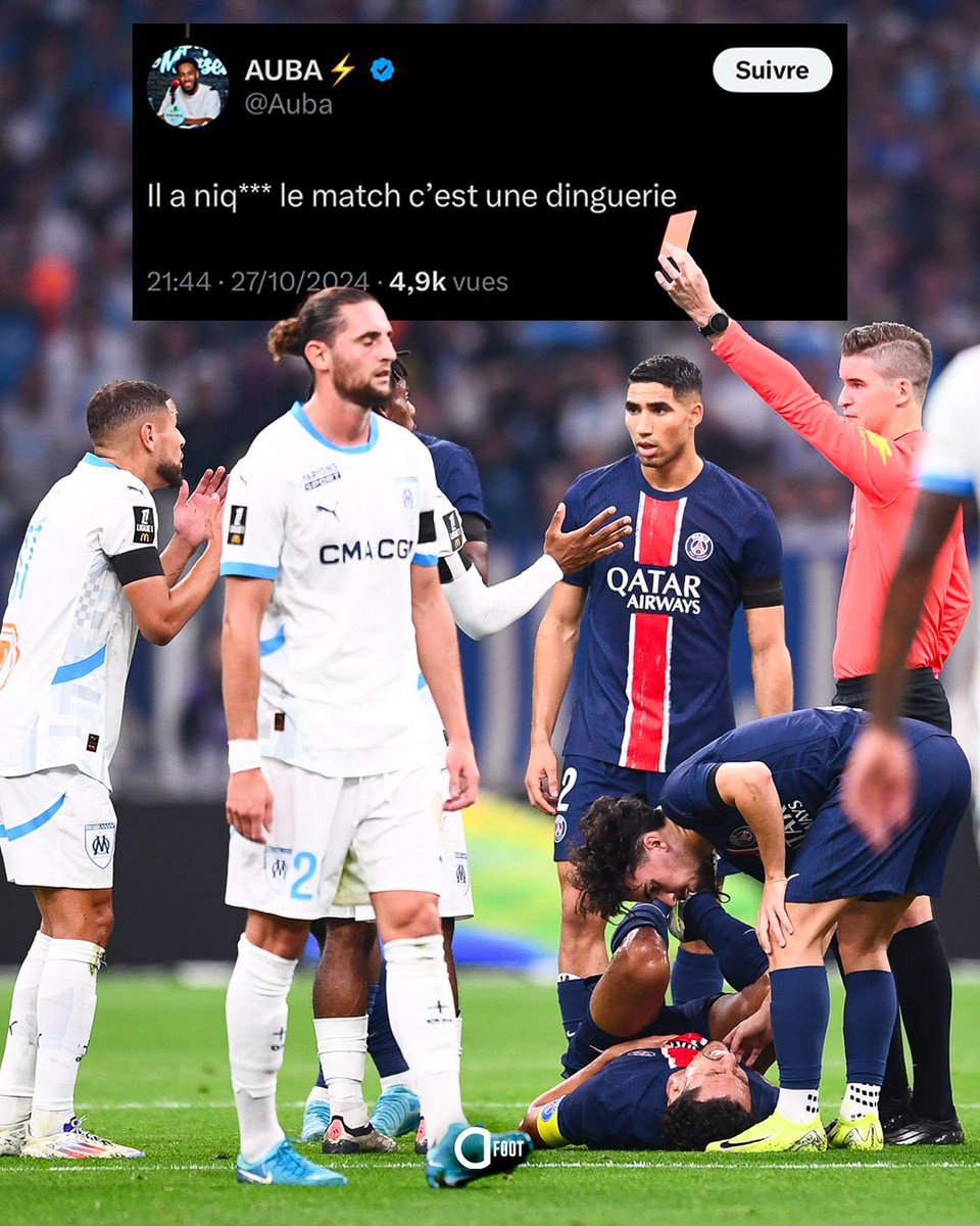 ActuFoot_'s tweet photo. Pierre-Emerick Aubameyang sur M. Letexier :

« 𝗜𝗹 𝗮 𝗻𝗶𝗾*** 𝗹𝗲 𝗺𝗮𝘁𝗰𝗵 𝗰’𝗲𝘀𝘁 𝘂𝗻𝗲 𝗱𝗶𝗻𝗴𝘂𝗲𝗿𝗶𝗲. »

(X) https://t.co/u72lFBjFOE