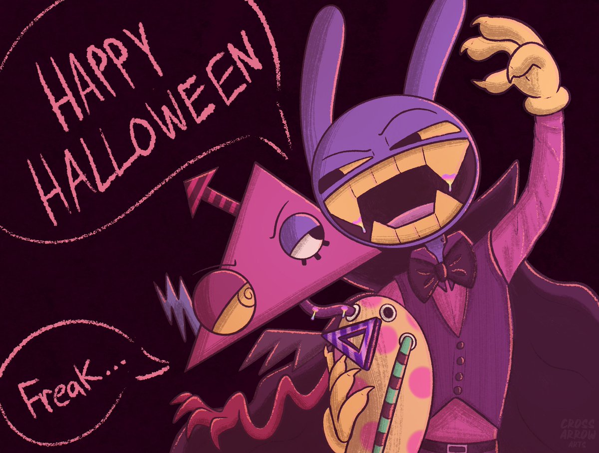 crossarrowarts's tweet photo. I don't think I've ever drawn Halloween art before 🦇

#TheAmazingDigitalCircus #abstrabbit https://t.co/5QbZQE4QJG