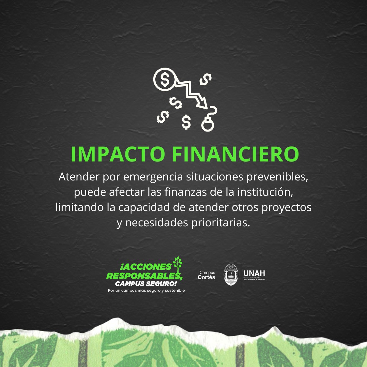UNAHCortes's tweet photo. Cualquier caso fortuito o de fuerza mayor puede ocurrir en cualquier momento. Si esto pasa, fondos para otros proyectos y necesidades prioritarias se pueden ver afectados. La prevención en nuestra mejor inversión. https://t.co/Z4uYUSWUOv