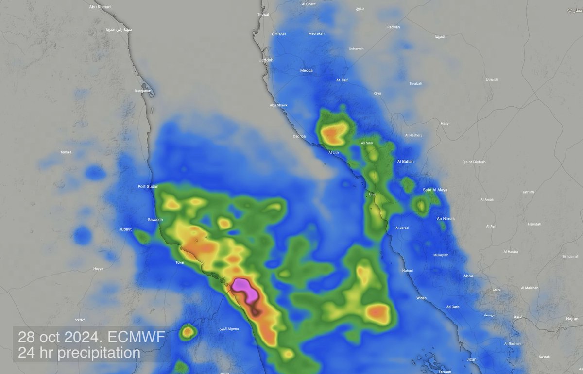 Abu_Sameh_'s tweet image. الامطار المتوقعة خلال 24 ساعة القادمة بمشيئة الله مخرجات النموذج الاوروبي وسط القطاع الغربي منطقة مكة ومحيطها محافظاتها الجنوبية الليث القنفذة الخبوت والجبال المحاذية لها شرقا 👍🏼⛈️
منطقة القصيم حائل 👍🏼
فرصة استمرار هذه التقلبات الجوية المبشرة قد يطول لايام وأسابيع وسم خير باذن…