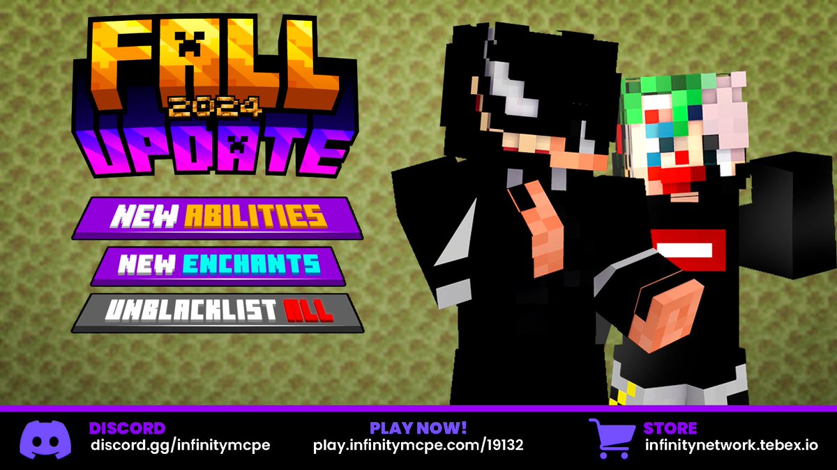 InfinityHCF's tweet image. Infinity | Fall 2024 Update 🍁🍂

Estamos felices de anunciarles nuestra nueva update la cual trae novedades y 40% en TODA NUESTRA TIENDA!
- New Abilities
- New /f status system &amp;amp; /f rally
- New Enchant
- UNBLACKLIST ALL 🚫
❤️&amp;amp;♻️ para participar en el sorteo 🎉