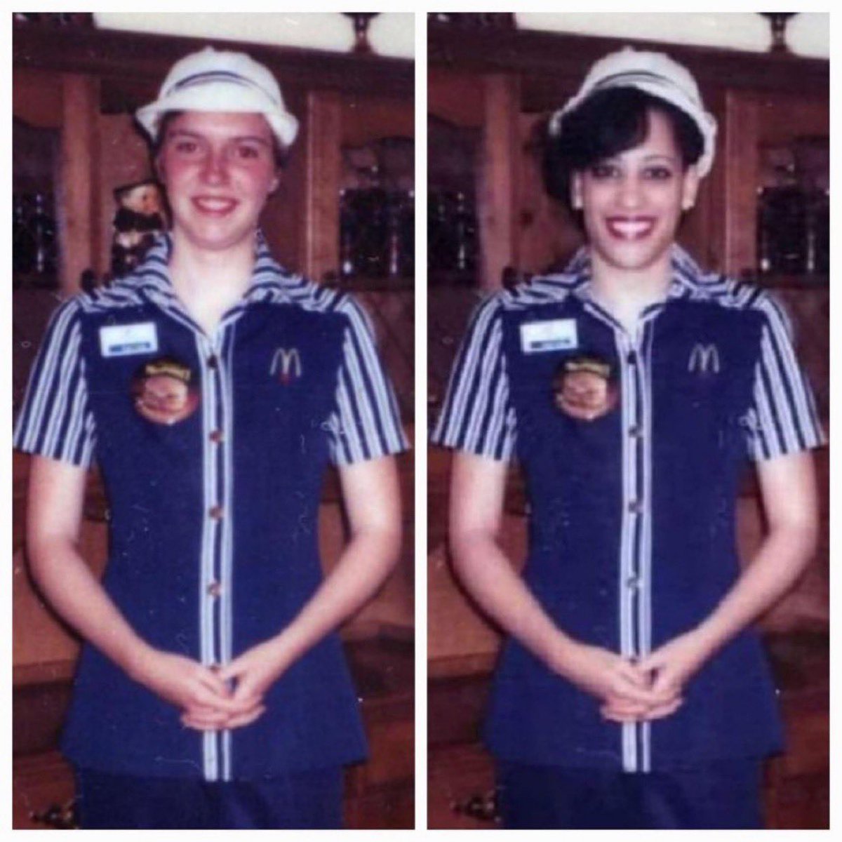 🇺🇸 | Los demócratas manipularon una fotografía para aparentar que Kamala Harris trabajó en McDonald’s en su juventud. La imagen, sin embargo, pertenece a una joven fallecida de cáncer. 

Pero luego dicen que Trump es una “amenaza para la democracia”.