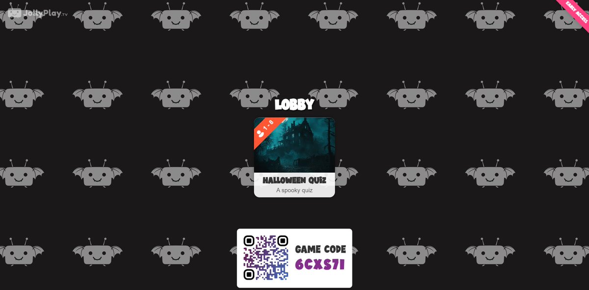 🎃 Introducing our first game on JollyPlay.tv 📺- a #horrorquiz where you earn bonus points to send jump scares to your friends!👻Only the host needs access, everyone else joins on their phones. Sign up now for #FREE #EarlyAccess to the #BETA!🎮
jollyplay.tv/earlyaccess