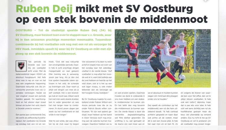 Leuk interview in het <a href="/VJournaal/">VoetbalJournaal</a> met Ruben Deij Na dit vrije weekend vanaf volgende week knallen💪❤️🖤. #svoostburg