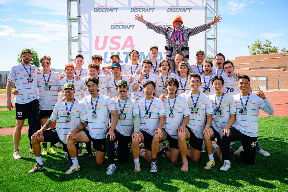Your 2024 Men’s Division National Champions, Portland <a href="/RhinoUltimate/">Rhino Slam</a> 🦏🏆 

For the first time in program history, Portland wins it all in San Diego with the biggest margin in a men’s division Final since 1995! 

#USAUltimate | #USAUNats