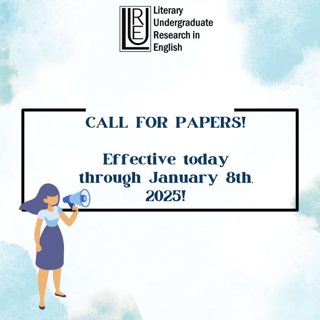 LURe journal is announcing a call for papers through January 8th, 2025! We seek undergraduate essays on literature, film, cultural studies, and critical theory. Visit lurejournal.com/submit/ to make a submission!