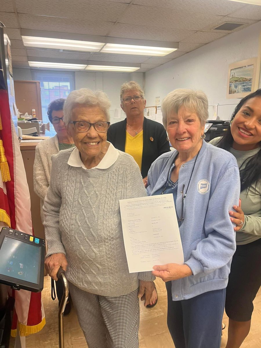 sarahwoodwriter's tweet photo. My wife and her family are Puerto Rican. This is a pic of her 103 year old abuela, from the island, making sure she votes for @KamalaHarris! 🇺🇸🇵🇷 https://t.co/40LSBV7zcW