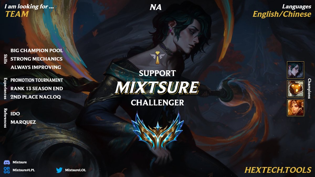 LFT as support for 2025

I have been improving every split and my results speaks for themselves. Wanna continue this competitive journey and showcase how much more I can grow.

Reach me through dms/discord: mixtsure

Retweets appreciated❤️