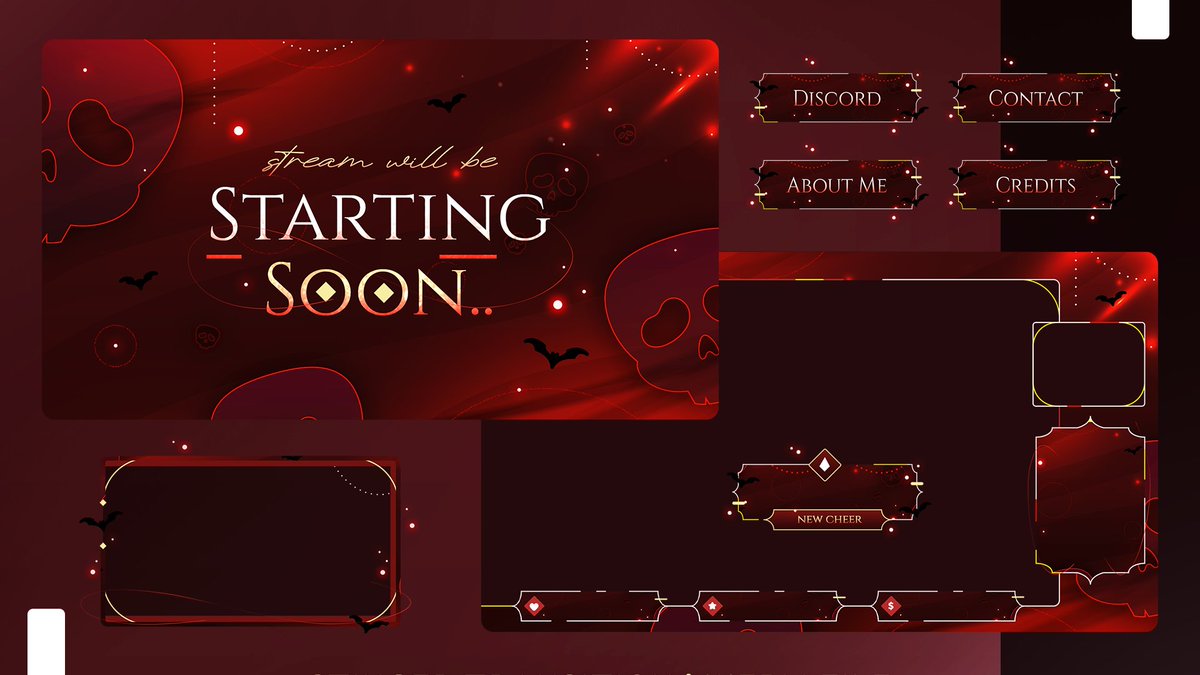 Stream_Bliss's tweet photo. 👻 Dive into the darkness with the ‘Shadow Skull’ theme! Perfect for your Halloween stream setup! 🎃🦇 

Click link for more &amp; purchase
▶️https://t.co/lecNNGAPwU

Happy shopping 🛒
#SpookyOverlay #ComingSoon #Horror #Vtuber #Streamer #Etsy #Game #Japan #Red #Halloween #Aesthetic https://t.co/7En9Dmdnx3