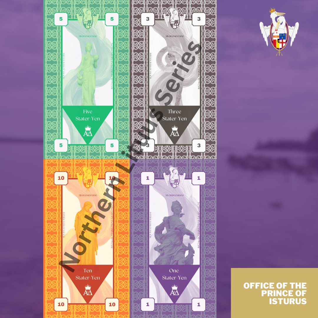 The Auguric Republic has published the first banknotes of the Stater-Yen, printing is expected to begin in 2025.