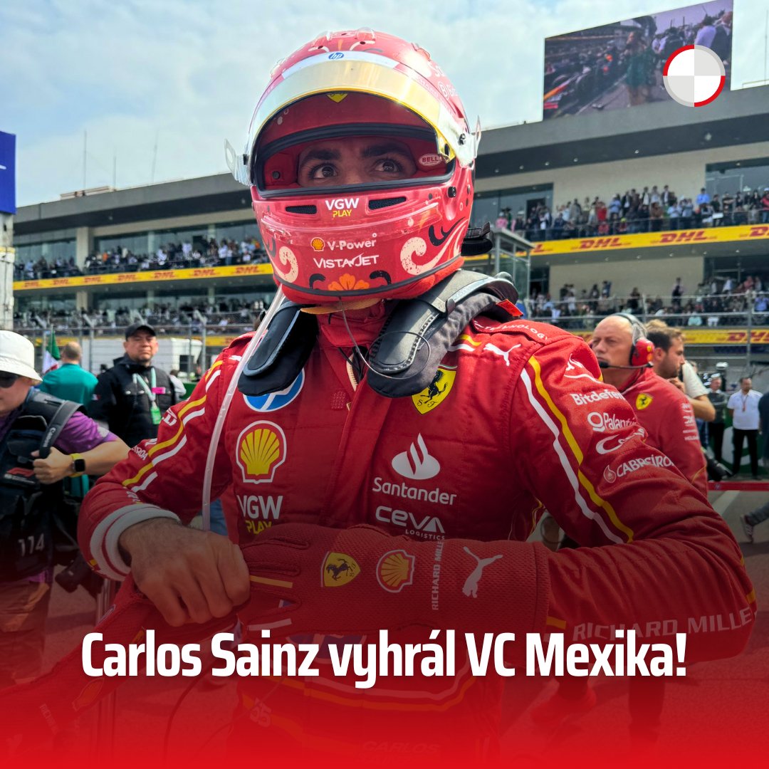 Velkou cenu Mexika vyhrál Carlos Sainz před Landem Norrisem a Charlesem Leclercem! 🏆