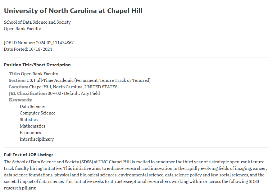 Center for Regulatory and Industrial Studies (@cris_uncecon) on Twitter photo Our fast growing School of Data Science and Society, <a href="/UNCSDSS/">UNC School of Data Science and Society</a>, is hiring. Economists of all flavors (fields, applied/methodological, etc), should absolutely apply.
Please share #EconTwitter.
aeaweb.org/joe/listing.ph… Our fast growing School of Data Science and Society, <a href="/UNCSDSS/">UNC School of Data Science and Society</a>, is hiring. Economists of all flavors (fields, applied/methodological, etc), should absolutely apply.
Please share #EconTwitter.
aeaweb.org/joe/listing.ph…