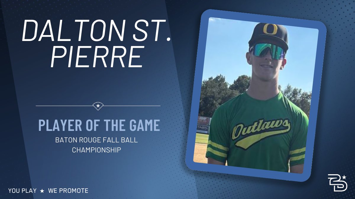 2DsportsbsbLA's tweet photo. ⭐️Player of the Game⭐️

Louisiana Outlaws (@La_Outlaws)
Dalton St Pierre 
1-3, 4IP, 1BB, 8K

#uncommitted #2DHitting https://t.co/o6uPFyFewT