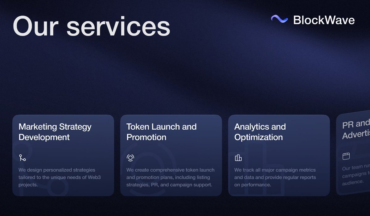 BlockWaveAgency's tweet photo. 🌊 Ready to ride the Web3 wave? We’re helping brands go beyond traditional marketing and dive into the world of decentralized technology, creating deeper connections with their audience. Let’s shape the future together. 💡 #DeFi #Web3Strategy #Crypto https://t.co/7LUPk1scKZ