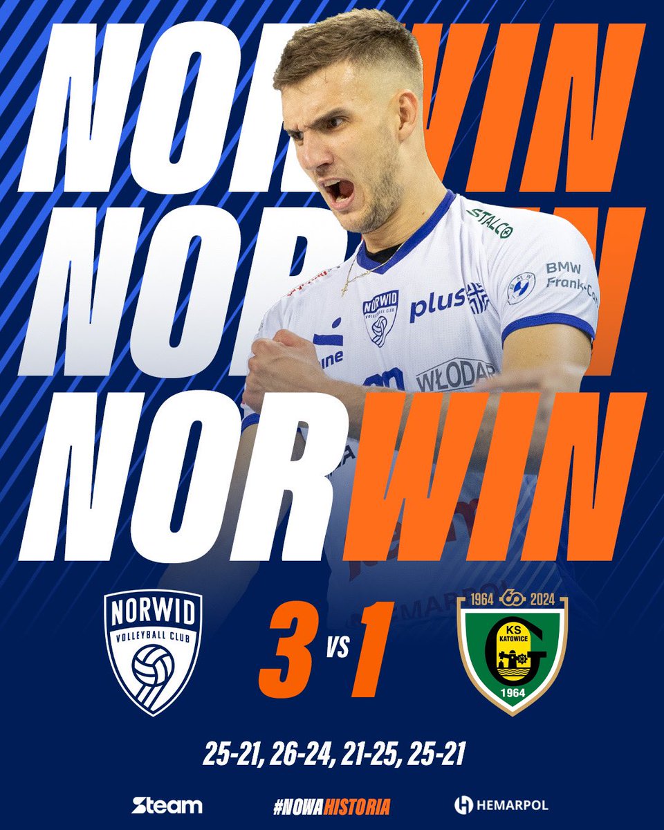 KsNorwid's tweet photo. Szóste zwycięstwo stało się faktem! 🩵💙
Steam Hemarpol Norwid wygrywa z GKSem Katowice!

#NowaHistoria https://t.co/uJWLIrpPA1