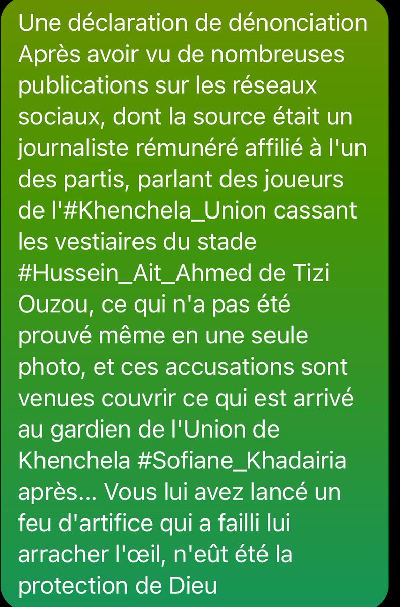 LeCoach40's tweet photo. Certains sur les RS incriminent #USMK d’avoir saccagé les vestiaires du stade de la @jsk_tweet . On a une réponse officielle du club de Khenchela :
la source était un journaliste rémunéré. https://t.co/WWzYdnPSeF