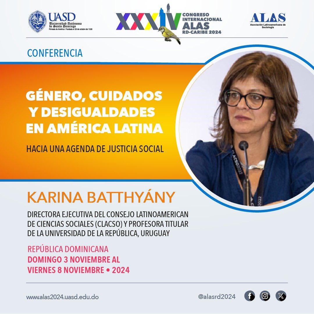Es doctora en Sociología y Profesora Titular del Departamento de Sociología de la Facultad de Ciencias Sociales, Universidad de la República (Uruguay). 

¡No te la pierdas, en #ALASRD2024!