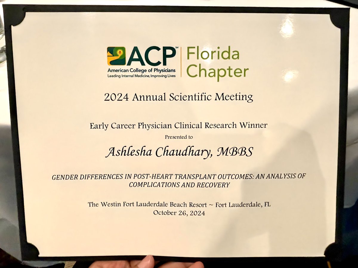 AshleshaMD's tweet photo. Honored and humbled to receive the Early Career Physician Clinical Research Award!!!

@ACPIMPhysicians 
@MCFACRC 

#ACPAwards #ResearchExcellence https://t.co/2CcNeof4bT