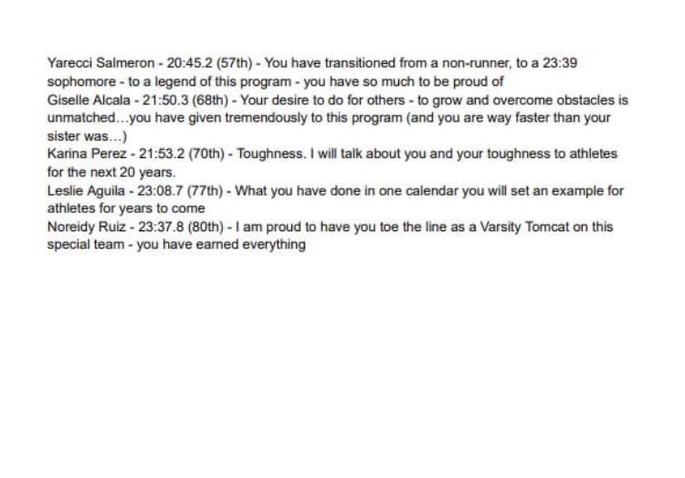 A Final Race for 9 Seniors; A Challenge for 4 Returners; Another Week…or 2? …for Alejandro
#EmbraceYourGreatness