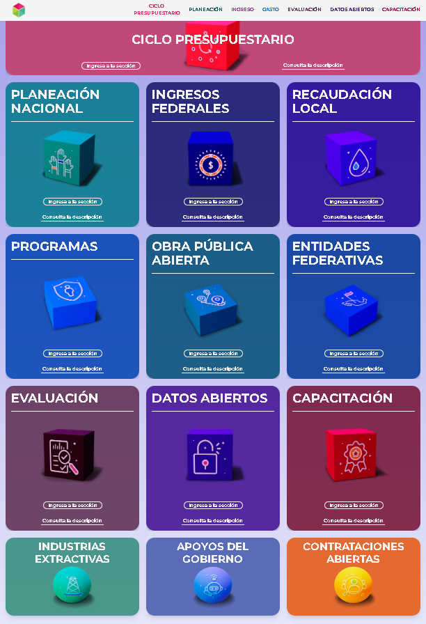 El Portal de  Transparencia Presupuestaria es el observatorio del gasto de la  Secretaría de Hacienda y Crédito Público que promueve la rendición de  cuentas y el acceso a la información en formatos abiertos para conocer  el destino del gasto público.
 
lnkd.in/gxK_k2VJ
