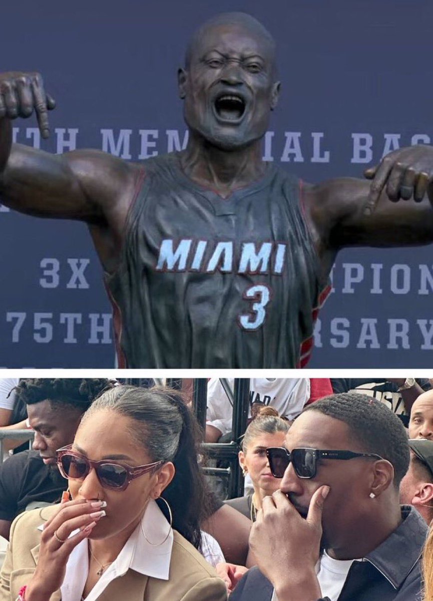 Bam and A’ja Wilson’s reaction to Dwayne Wade’s Miami heat statue 😭