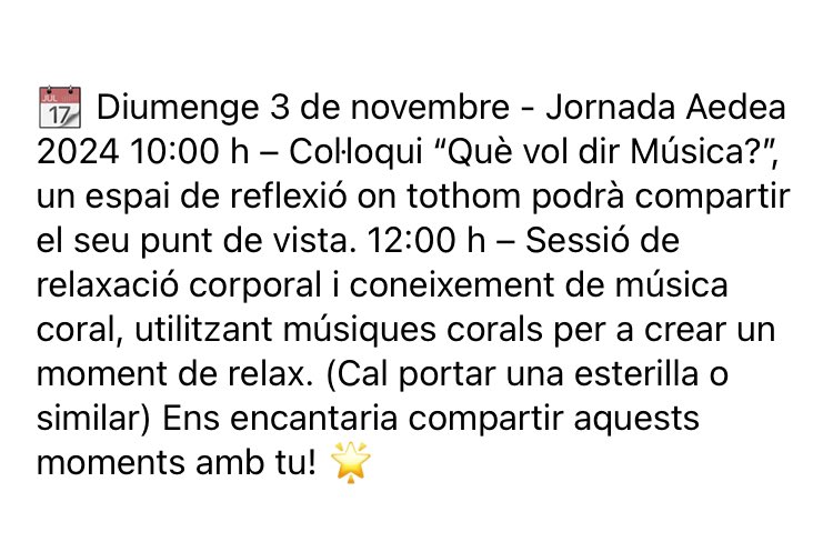 mireiamaque's tweet photo. 🎶✨ *Cap de Setmana Especial amb l’Ensemble Aedea a Granollers!* ✨🎶 https://t.co/kkk4aQ8Tz5