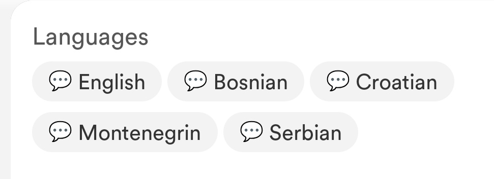 "I speak 5 languages"

The 5 languages: