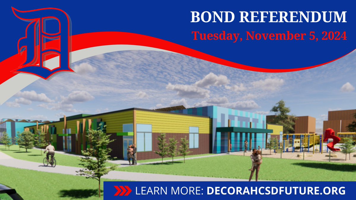 On November 5, DCSD voters will consider a $38M bond issue to fund the construction of a new PK-2 facility to replace John Cline &amp; West Side.

FAQs and conceptual plans: decorahcsdfuture.org
