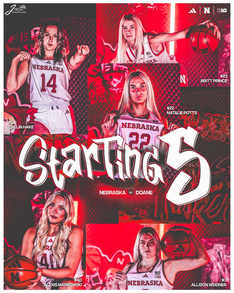 HuskerWBB's tweet photo. let's get this show on the road!

starting 5️⃣ from PBA https://t.co/COcRQ6To9l