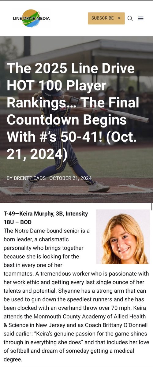 Keira Murphy ☘️ (@keiramurph29) on Twitter photo Thank you Line Drive for the top rating! Grateful for everyday I get to play 🥎 <a href="/NDsoftball/">Notre Dame Softball</a> <a href="/Intensity18uBOD/">Intensity 18u BOD Premier</a> Thank you Line Drive for the top rating! Grateful for everyday I get to play 🥎 <a href="/NDsoftball/">Notre Dame Softball</a> <a href="/Intensity18uBOD/">Intensity 18u BOD Premier</a>