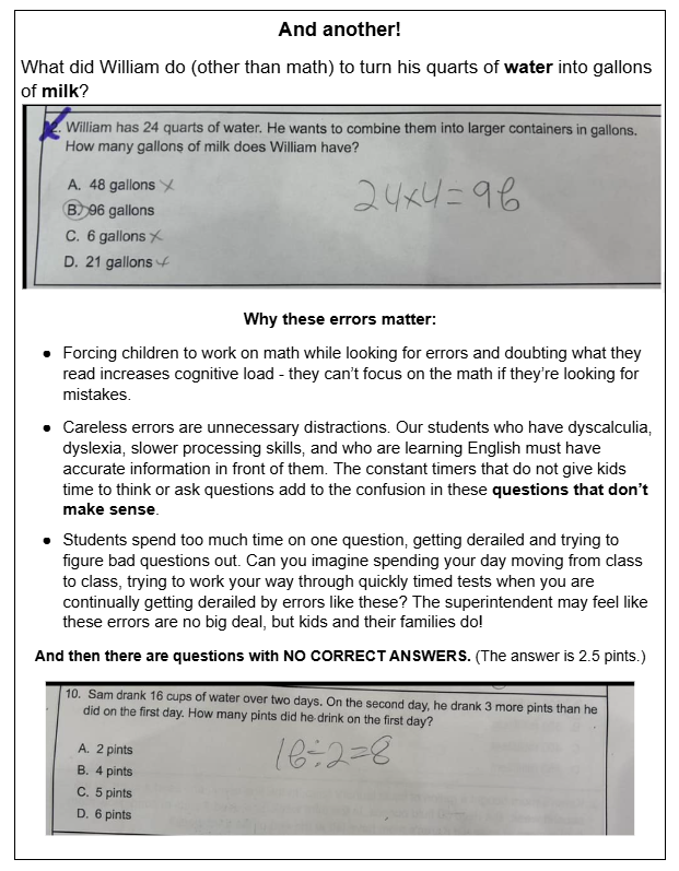 More error-riddled, "high quality" curriculum (elementary math) from the Houston Independent School District.  Teachers should not be responsible for individually finding and correcting errors in the printed curriculum, and kids shouldn't have to struggle over them.