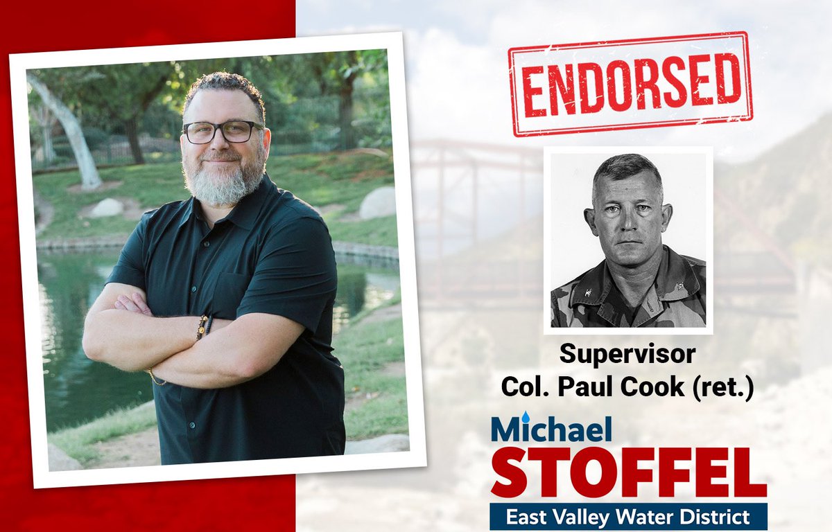I’m honored to announce the endorsement of Col. Paul Cook (ret.), a leader who has dedicated himself to serving both our nation and our community as a former state Assemblyman, Congressman, and now as a member of the San Bernardino County Board of Supervisors. Col. Cook’s