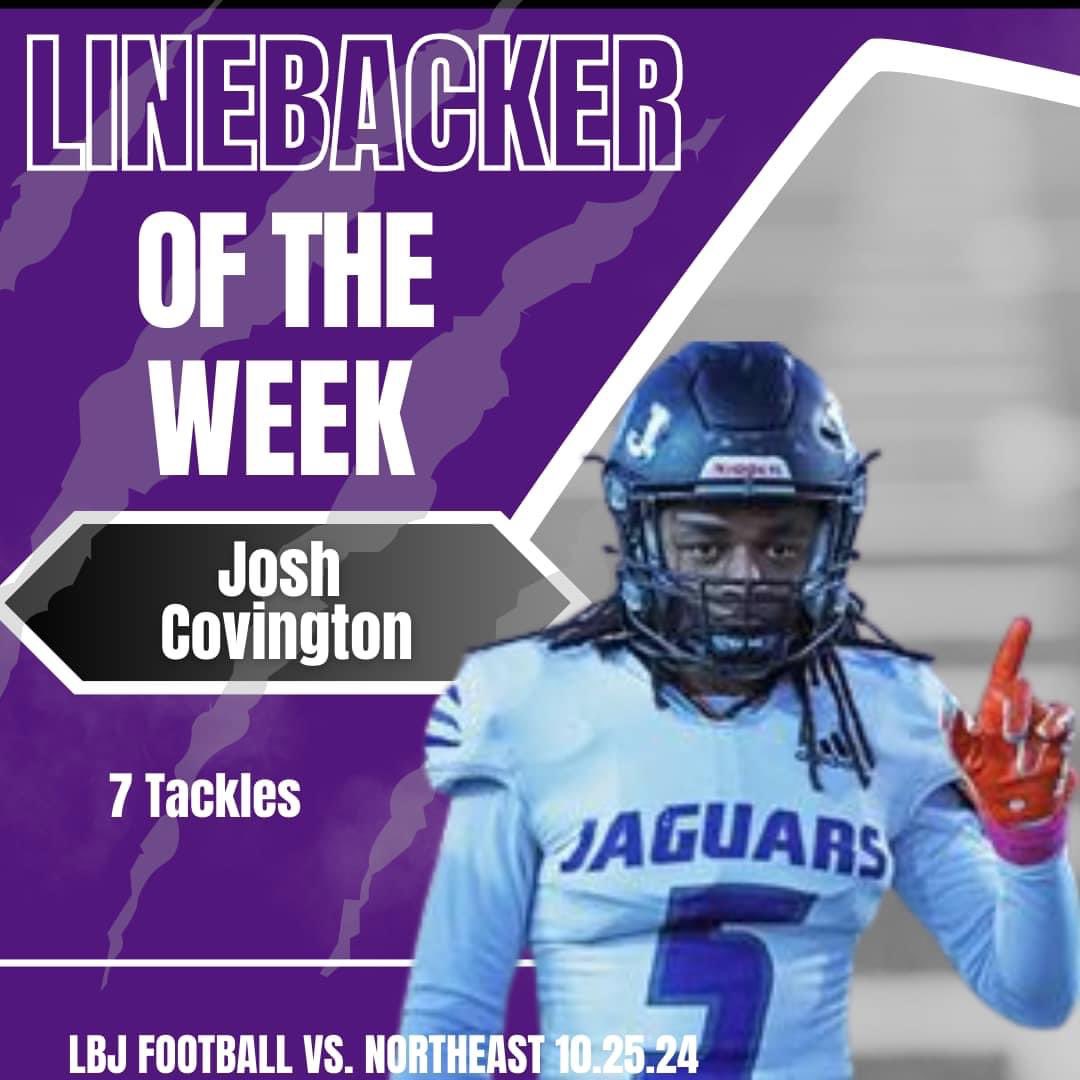 LBJ Jaguars (@lbjsports) on Twitter photo LB of the week, <a href="/JoshCovington09/">Joshua Covington</a>. #JagNation <a href="/var_austin/">VAR</a> <a href="/AISDAthletics/">Austin ISD Athletics</a> <a href="/Rickyprep/">Rick Cantu</a> <a href="/Cory_Mose/">Cory Mose</a> <a href="/JeffJonesSports/">Jeff Jones</a> <a href="/TravisRecek/">Travis Recek</a> <a href="/ASJSportsATX/">Austin Sports Journal</a> LB of the week, <a href="/JoshCovington09/">Joshua Covington</a>. #JagNation <a href="/var_austin/">VAR</a> <a href="/AISDAthletics/">Austin ISD Athletics</a> <a href="/Rickyprep/">Rick Cantu</a> <a href="/Cory_Mose/">Cory Mose</a> <a href="/JeffJonesSports/">Jeff Jones</a> <a href="/TravisRecek/">Travis Recek</a> <a href="/ASJSportsATX/">Austin Sports Journal</a>