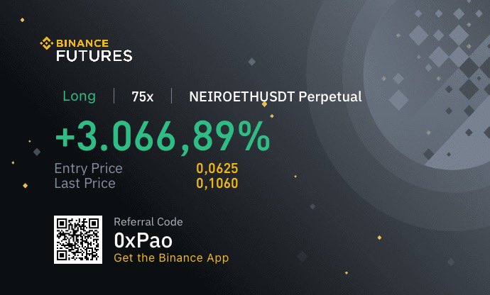 GM ☕️,
Very blessed, 🙏🏻
First signal in telegram hits 3K%
Congratulations for following me and joining the telegram.

Drop your BEP20 and repost for a small gift. I’ll pick one 🎁🎁🎁
