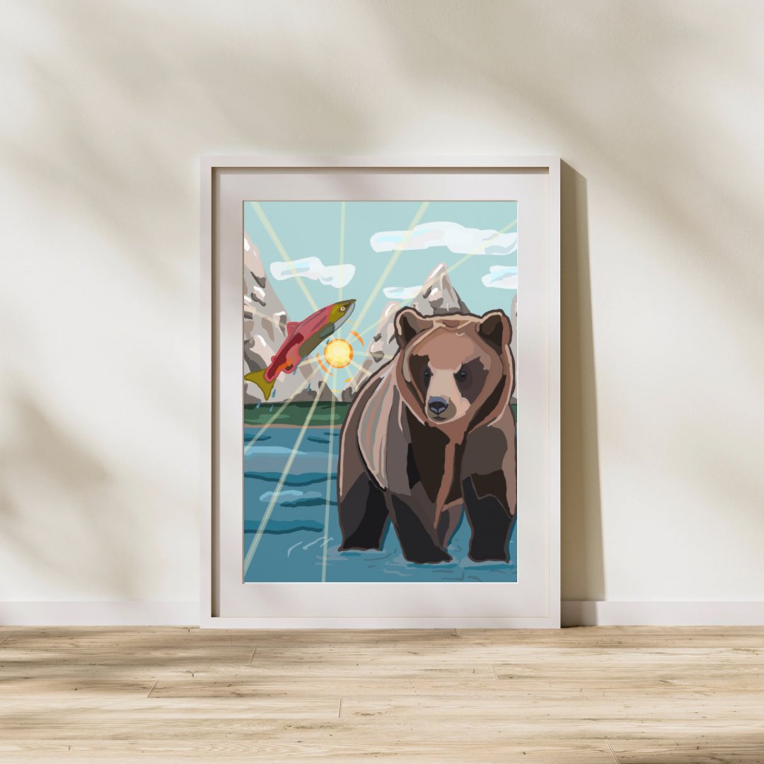 Dress up your living space with some #originalart #prints of #bears while #givingback to #nature 🌱 

$25/ea or 2 for $45 🌱 8.5 x 11 inches

See our website for all styles 🎨