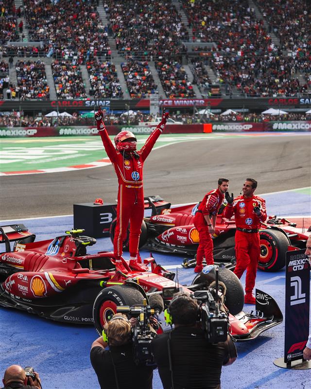 HP's tweet photo. Phenomenal performance at the Mexico City Grand Prix! 🙌 Congrats @carlossainz55 and @charles_leclerc  🏆🔥 #MexicoGP https://t.co/tpWAJw3qeO