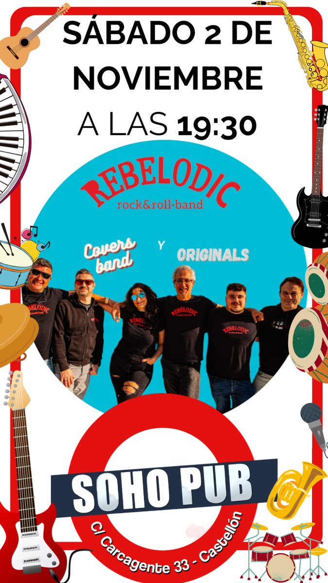 Rebelodic's tweet photo. Próximo sábado 2 de noviembre (puente) #rebelodic en vivo en Soho Castellón, os esperamos !!! https://t.co/wdpaWcgAgQ
