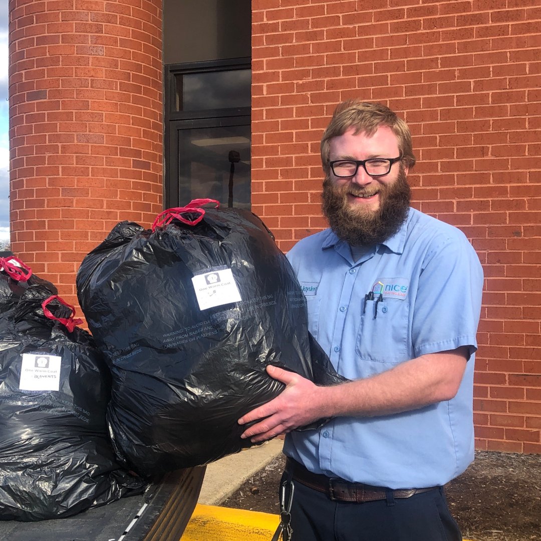 The NICE Cozy Coat Drive is underway! Collecting and donating coats for #Onewarmcoat