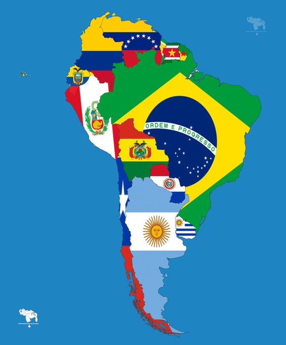 Mapa de Suramérica con las Banderas de cada Nación #28Nov #MiMapa 

Comparte #RT y Descarga! Debemos conocer nuestras fronteras!

#EsequiboEsVenezuela
#TigriIsVanSuriname