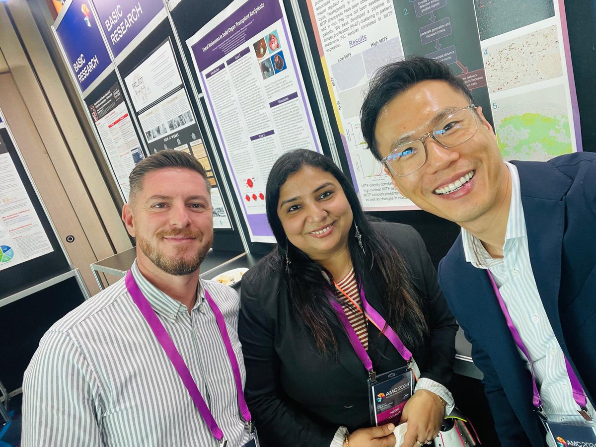 Neeson lab members out and about. Sean presenting at the Australasian Cytometry Society Conference in Hobart #ACS2024. Andrea, Nishi and Lewis attending the Australasian Melanoma Conference in Sydney #AMC2024. Well done all.